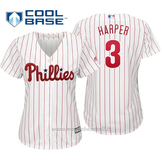 Maglia Baseball Donna Philadelphia Phillies Bryce Harper Cool Base 1ªReplica Bianco